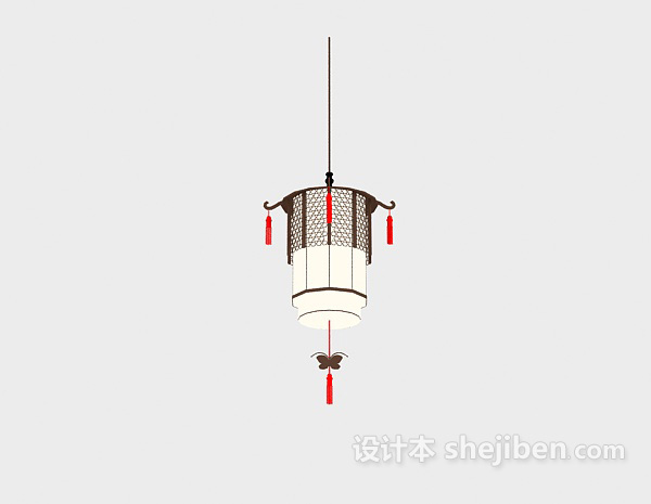 中式风格中式灯笼吊灯灯具3d模型下载