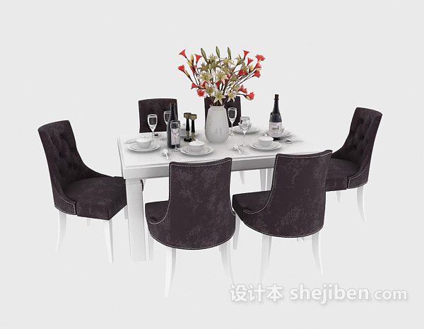 设计本现代欧式餐桌3d模型下载