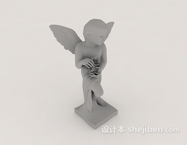 天使雕像3d模型下载