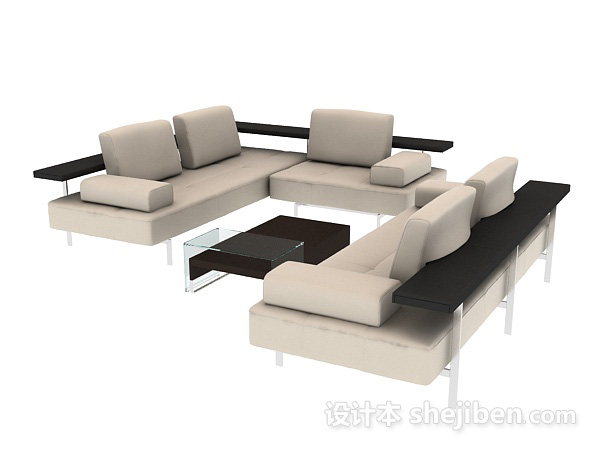现代转角沙发3d模型下载