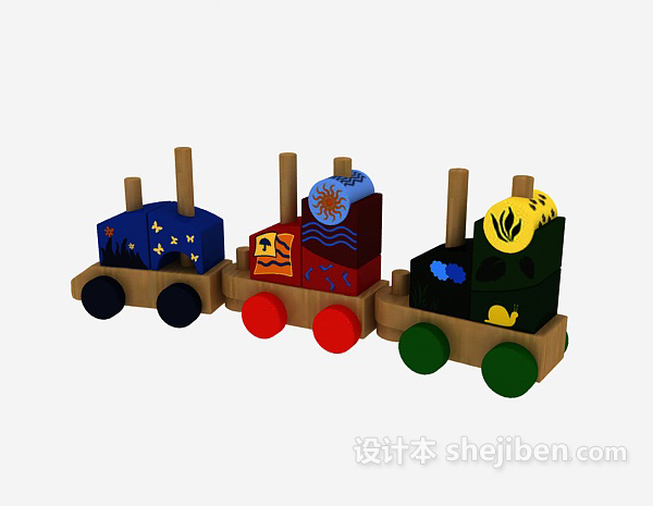 现代风格儿童玩具火车 3d模型下载