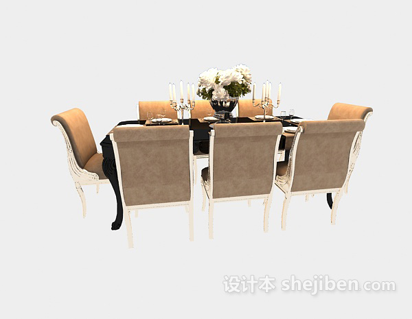 欧式风格欧式餐桌椅3d模型下载