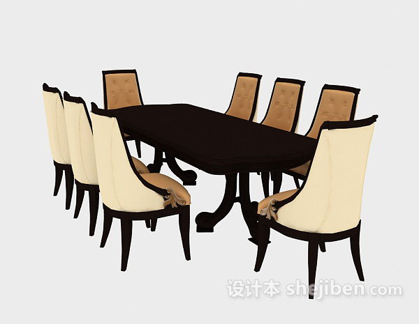 欧式桌椅组合3d模型下载