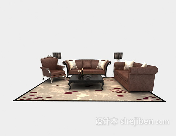 免费欧式组合沙发	3d模型下载