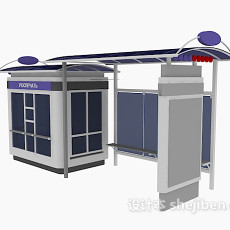 公交站台遮雨棚3d模型下载