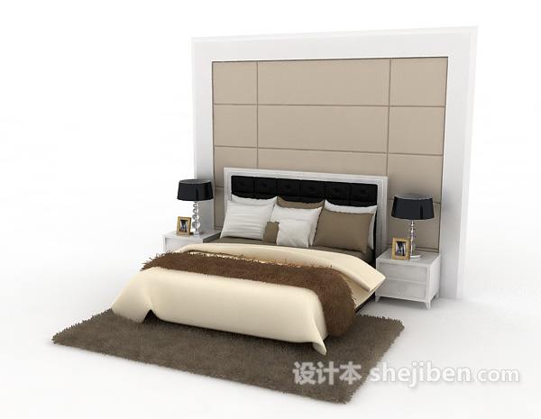 现代风格现代宜家床3d模型下载