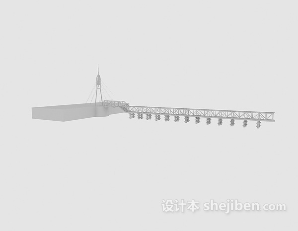 现代风格钢架桥3d模型下载