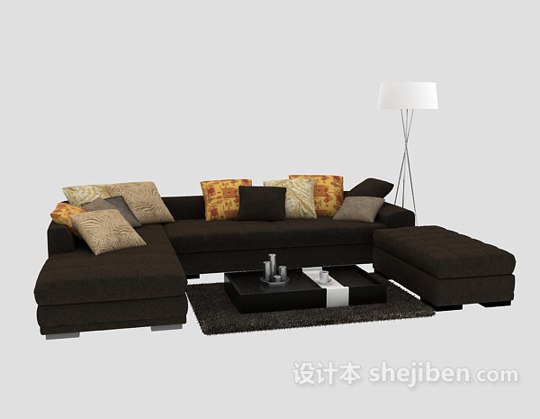 设计本简约而不简单现代沙发组合3d模型下载