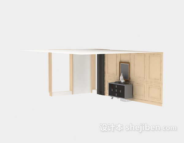 免费新古典中式玄关厅柜3d模型下载