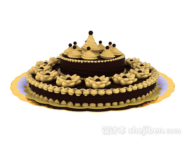 现代风格生日蛋糕3d模型下载