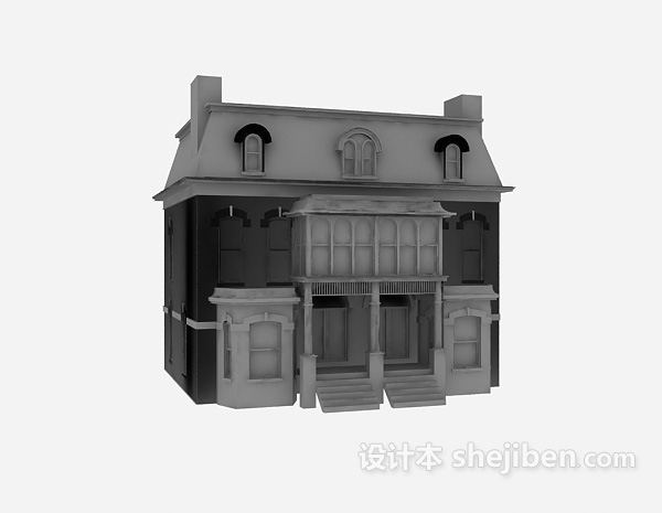 设计本欧式别墅外观3d模型下载