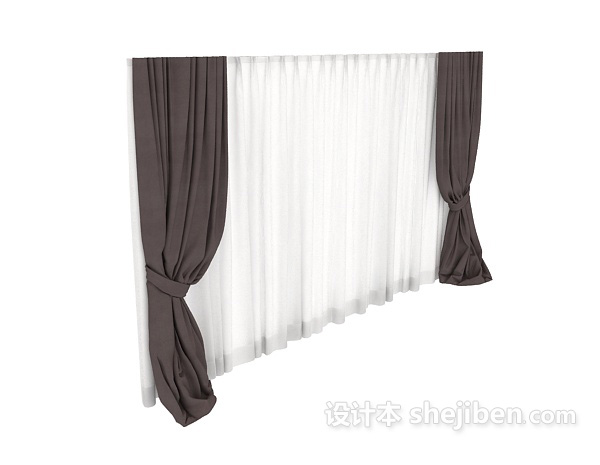 设计本现代窗帘max窗帘3d模型下载