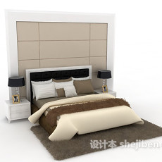 现代宜家床3d模型下载