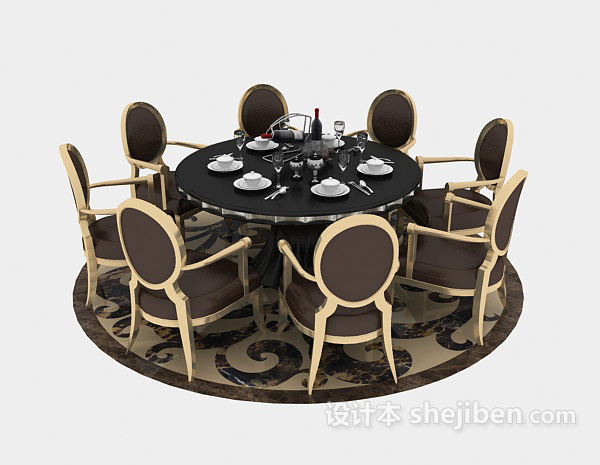 现代风格现代时尚高雅小圆形餐桌3d模型下载