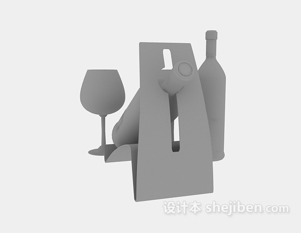设计本红酒酒架和玻璃高脚酒杯3d模型下载