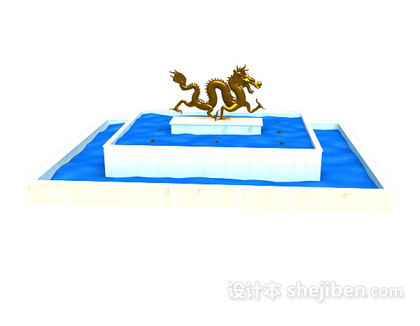 设计本中国龙雕塑广场喷泉水池3d模型下载
