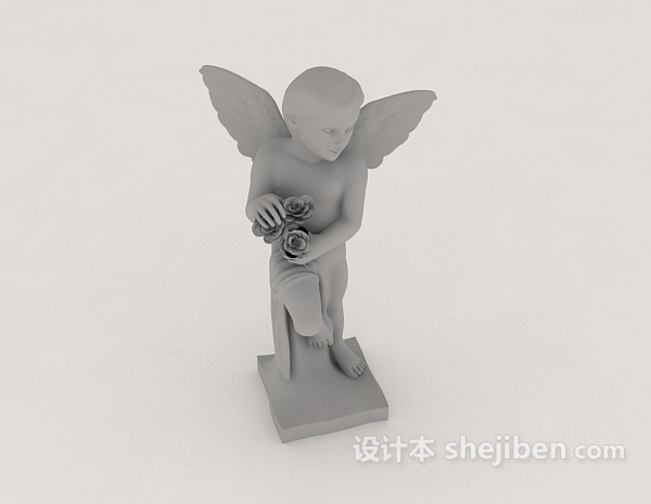 免费天使雕像3d模型下载