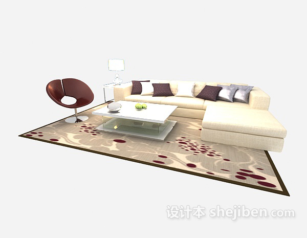 设计本现代组合沙发3d模型下载