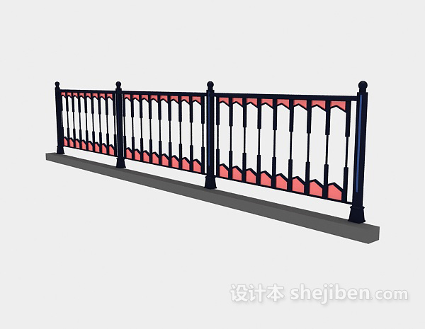 现代风格铁艺栏杆护栏3d模型下载
