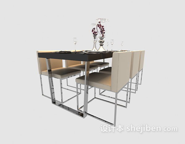 现代风格现代温馨多人餐桌3d模型下载