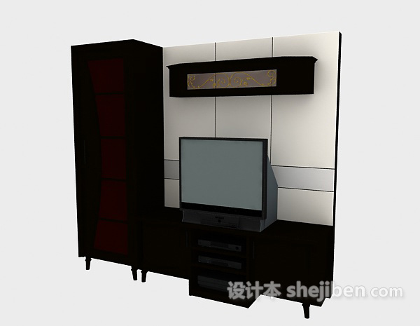 现代风格电视机柜3d模型下载
