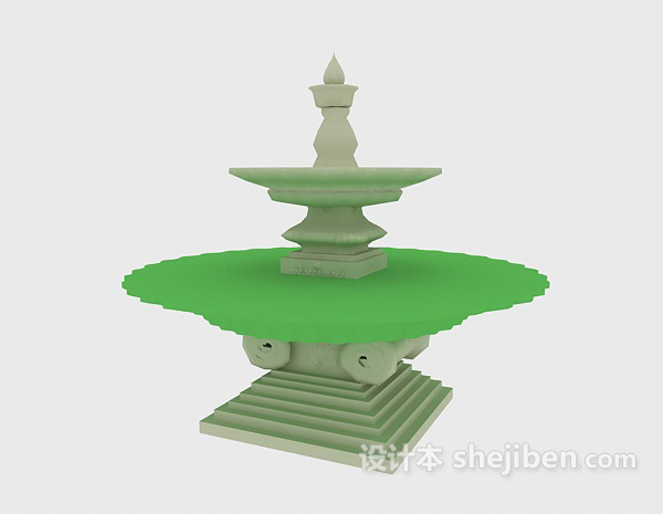 欧式风格欧式跌水喷泉3d模型下载
