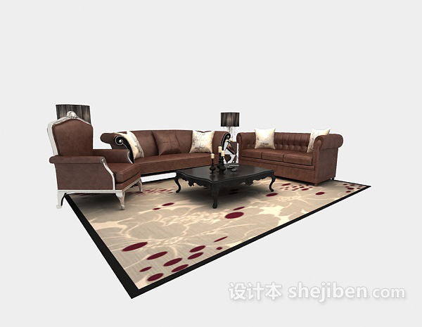 欧式组合沙发	3d模型下载