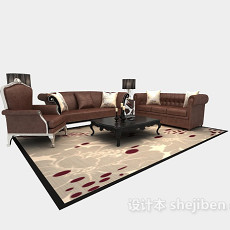 欧式组合沙发	3d模型下载