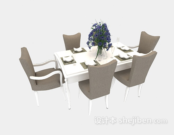 免费现代时尚简约餐桌3d模型下载