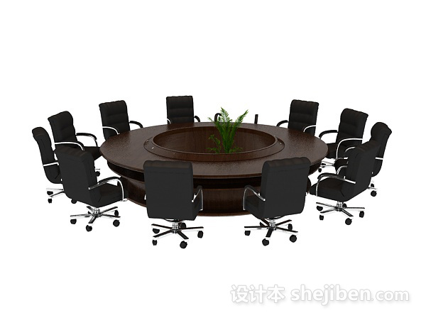 设计本圆形会议桌3d模型下载
