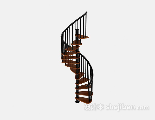 免费铁艺旋转楼梯3d模型下载