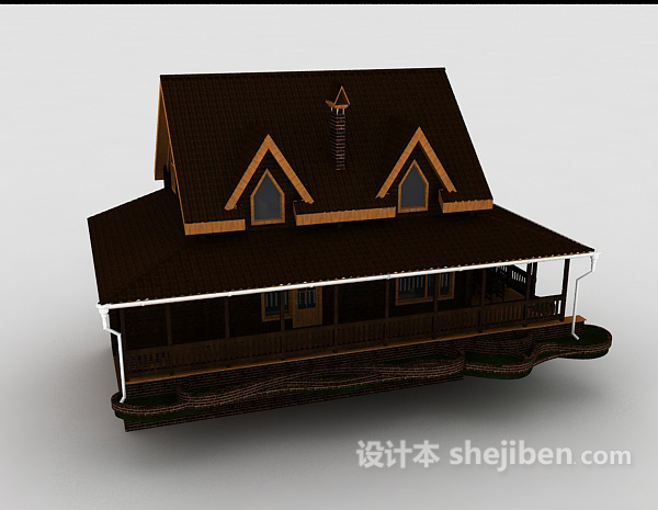 设计本带围栏别墅3d模型下载