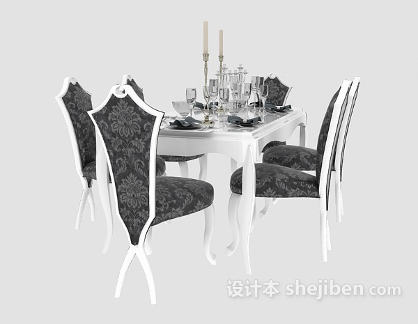 设计本欧式时尚高雅餐桌椅3d模型下载