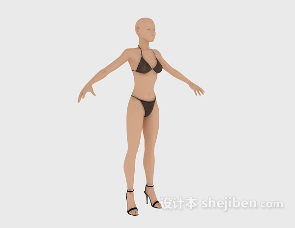 三点式女性max人体3d模型下载