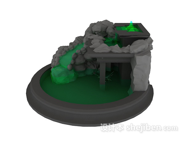 设计本假山水景3d模型下载