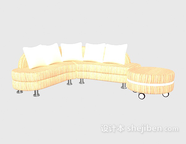 免费弧形多人沙发3d模型下载
