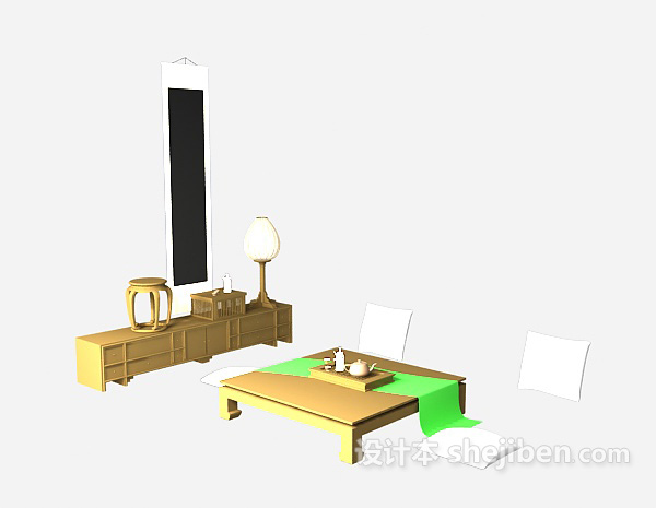 设计本中式茶室3d模型下载
