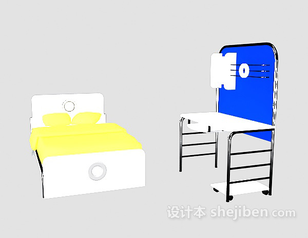 现代风格儿童上下铺床3d模型下载