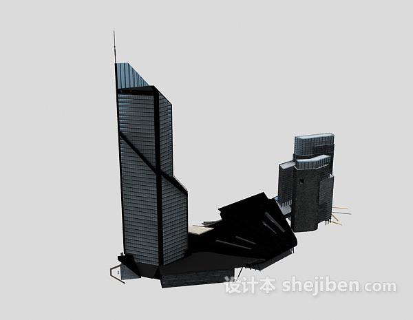 现代风格玻璃幕墙高层建筑3d模型下载