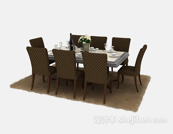 现代风格现代简洁美观餐桌洁白时尚餐桌3d模型下载
