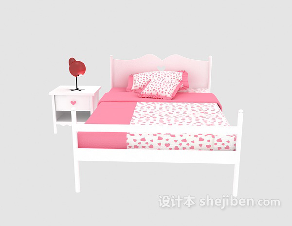 免费女孩子儿童床3d模型下载