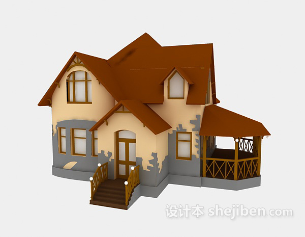 中式别墅3d模型下载
