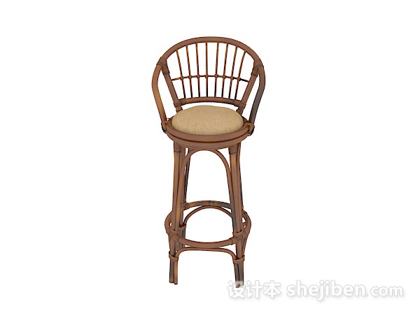 设计本藤椅吧台椅3d模型下载