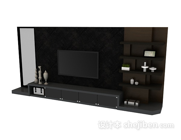 现代风格现代风格电视墙 3d模型下载