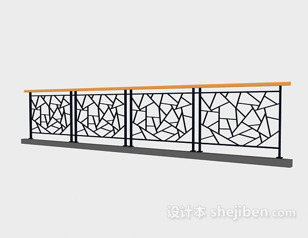 现代风格栏杆护栏3d模型下载
