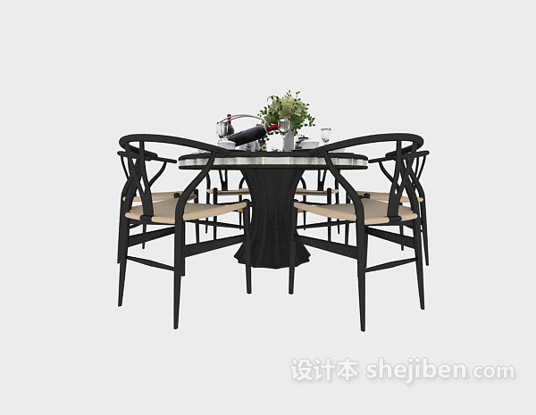 现代风格现代简约小圆形餐桌3d模型下载