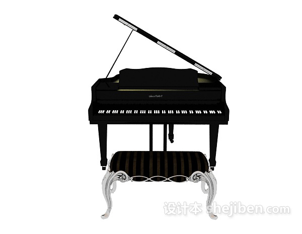 欧式风格古典钢琴椅子钢琴3d模型下载