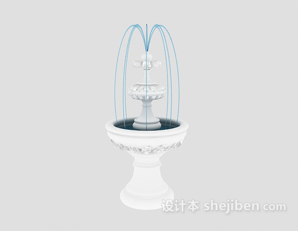 设计本白色欧式喷泉-室内喷泉3d模型下载