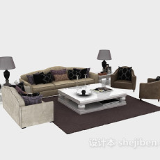 雅致风味欧式多人沙发3d模型下载