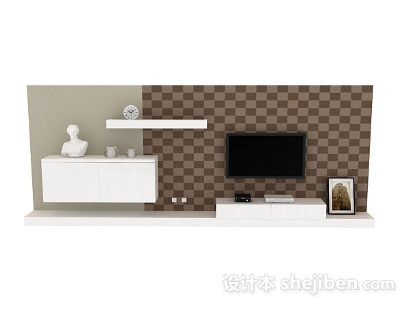 设计本现代风格电视墙 3d模型下载